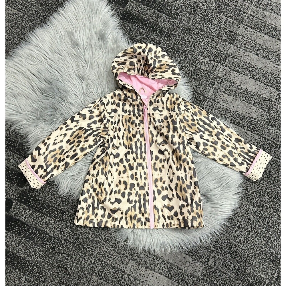 Stephen Joseph Kids' Girls Leopard Rain Coat w/Pink Trim Size 4/5T